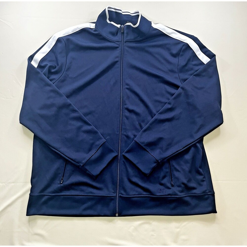 Starter Men's Full Zip Track Jacket 3XL Dark Navy Blue White Stripes Athletic